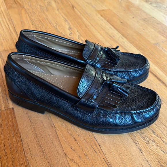 Chaps Shoes Chaps Black Leather Slip On Loafer With Tassels Mens